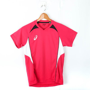 アシックス 半袖Tシャツ プラクティスシャツ スポーツウエア メンズ SSサイズ ピンク×白×黒 asics