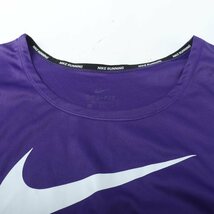 ナイキ 半袖Tシャツ ロゴT クロップド丈 ランニングウエア ドライフィット レディース Lサイズ パープル NIKE_画像4