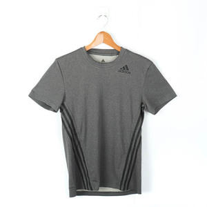 アディダス 半袖Tシャツ サイドライン エアロレデイ スポーツウエア メンズ Sサイズ グレー×黒 adidas