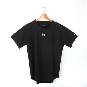 アンダーアーマー 半袖Tシャツ ロゴT ヒートギア スポーツウエア メンズ LGサイズ 黒×白 UNDER ARMOUR