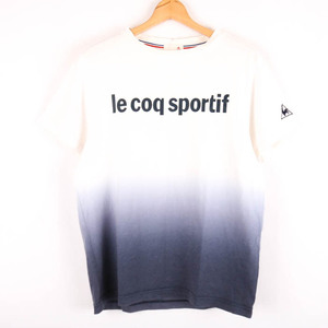 ルコックスポルティフ 半袖Tシャツ ロゴT グラデーション スポーツウエア メンズ Mサイズ 白×紺 le coq sportif