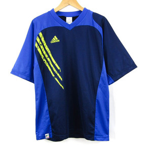 アディダス 半袖Tシャツ プラクティスシャツ フットサル スポーツウエア メンズ Lサイズ 紺×青×黄 adidas