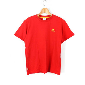 アディダス 半袖Ｔシャツ トップス ワンポイントロゴ コットン スポーツウエア メンズ Mサイズ レッド adidas