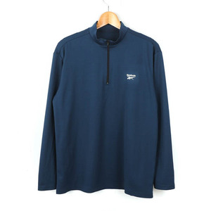 リーボック 長袖Ｔシャツ トップス ハーフジップ ハイネック スポーツウエア メンズ Lサイズ ネイビー Reebok