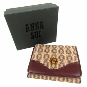 アナスイ 二つ折り財布 総柄 小銭入れあり ブランド ウォレット レディース ブラウン ANNA SUI