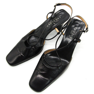トラサルディ パンプス スクエアトゥ ブランド 靴 シューズ 日本製 黒 レディース 24サイズ ブラック TRUSSARDI