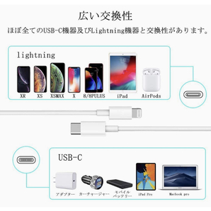 【純正品質】USB-C ライトニングケーブル2m1本 USB TypeC to Apple iphone充電器 Lightning PD急速充電/高速充電 データ同期 同等品互換品の画像7