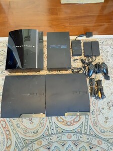 PS3 CECH-2100A CECH-2000A CECHL00 ３台　PS2 SCPH-39000１台　４台セット　通電可　マルチタップなどおまけ付き　送料無料　ジャンク