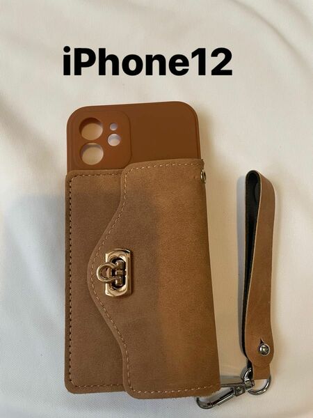 iPhone12携帯カバー　ポケット付き携帯カバー