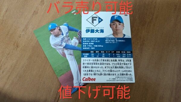 プロ野球チップスカード2024 伊藤大海エラーカード2枚