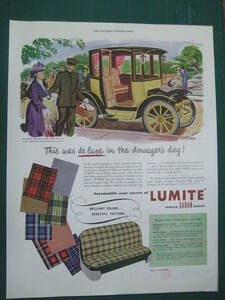 i即決【mid-century advertising/LIFE/POST/広告206】LUMITE/シート生地/自動車/1950年/ミッドセンチュリー/アメリカンカルチャー