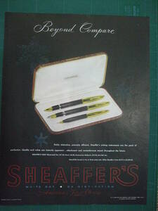 i即決【mid-century advertising/LIFE/POST/広告225】SHEAFFER'/シェーファー/万年筆/ボールペン/1950年/ミッドセンチュリー/アメリカン