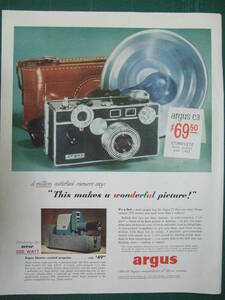 i即決【mid-century advertising/LIFE/POST/広告272】argus/アーガス/カメラ/1953年/ミッドセンチュリー/アメリカンカルチャー