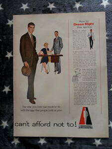 i即決【mid-century advertising/LIFE/POST/広告306】スーツ/アンダーウェア/1957年/ミッドセンチュリー/アメリカンカルチャー