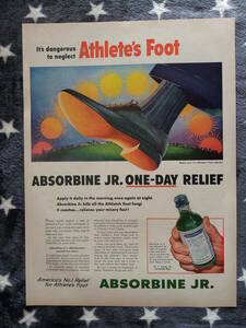 i即決【mid-century advertising/LIFE/POST/広告315】ABSORBAINE JR./Athlete's Root//ミッドセンチュリー/アメリカンカルチャー