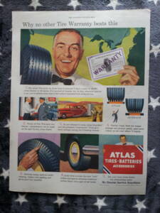 i即決【mid-century advertising/LIFE/POST/広告329】ATLAS/アトラス/タイヤ/自動車/1949年/ミッドセンチュリー/アメリカンカルチャー