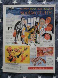 i即決【mid-century advertising/LIFE/POST/広告370】WOOLWORTH/お菓子/おもちゃ/ハロウィン//ミッドセンチュリー/アメリカンカルチャー