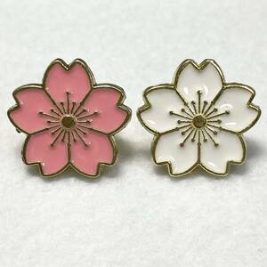 【ピンバッジ】桜 さくら 和風 ピンク 白 2個セット