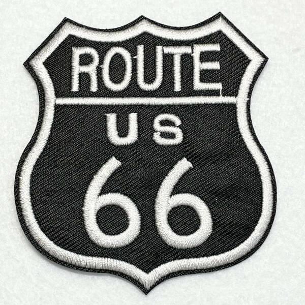 【アイロンワッペン】ルート66 ROUTE 黒 白 国道66号線 アメリカ