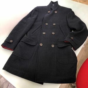 ブルネロクチネリ BRUNELLO CUCINELLI コート アウター ネイビー×グレー ウール100% 毛100% イタリア製 サイズ48 予備ボタンあり