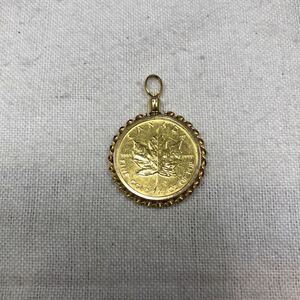  Maple leaf монета золотая монета 1/4 oz 24 золотой подвеска с цепью рамка-оправа K18 рамка-оправа 18 золотой желтое золото монета верх аксессуары драгоценный металл полная масса 9.3g