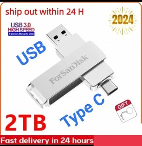 2TB フラッシュドライブ 外付け SSD BD PC 用 USB 3.0 TypeC
