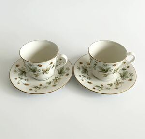 3678 ☆１円スタート☆ ROYAL DOULTON ロイヤルドルトン STRAWBERRY CREAM ストロベリークリーム カップ & ソーサー ペア 2客 セット