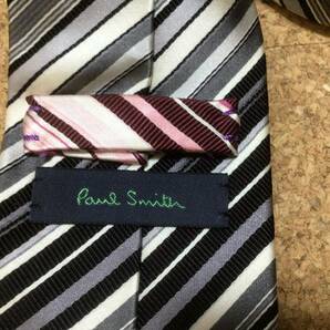 ポールスミス【Paul Smith】ストライプ柄ネクタイ モノトーン系マルチストライプの画像3