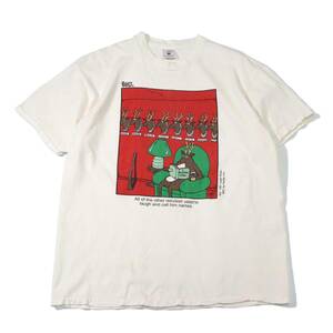 [L] 90s Leigh Rubin プリント Tシャツ Delta 白 ポップ アート 風刺 コミック ブラックジョーク Dilbert ビンテージ vintage 80s