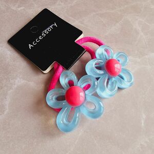 アクリル　花　ヘアゴム　水色　キッズ　大人　ヘアアクセ　韓国　かわいい