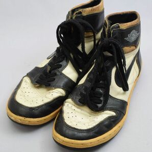 77_YK_719)[ジャンク] 1985年製 AIR JORDAN 1 BLACK / WHITE OG Panda エアージョーダン 1 パンダ 851202BY 25.5cmの画像1