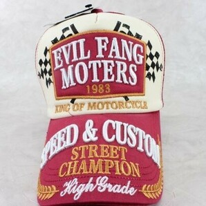 ★EVIL FANG MOTORS Checkered Flag メッシュキャップ メンズ レディース バイカー アメカジ 野球帽 R★の画像2