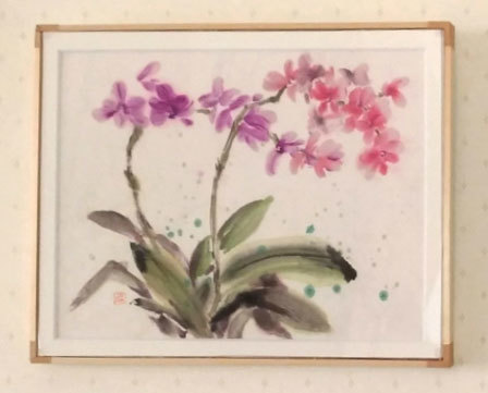 Sumi-e, sumi-e, Peinture sumi-e Peinture d’orchidée Intérieur Mur moderne suspendu Peinture originale Panneau d’art unique en son genre 42, 5x34, 0 cm Orchidée Authentique, Ouvrages d'art, Peinture, Peinture à l'encre