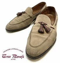 Enzo Bonafe スエード タッセル モカシンシューズ エンツォボナフェ ローファー スリッポン ドレスshoes ベージュ8_画像1