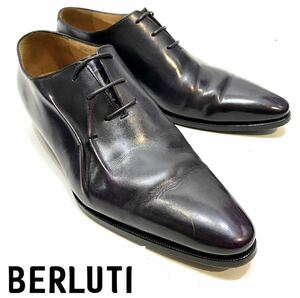 BERLUTI アシンメトリー パティーヌレザードレスシューズ ベルルッティ アレッサンドロ ビジネスshoes 革靴 ダービー オックス 黒×紫系 6