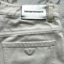 極美品◎エンポリオ アルマーニ EMPORIO ARMANI デニム ジーンズ ストレートパンツ ジーパン ペイント加工 イーグルロゴ ホワイト 白_画像3