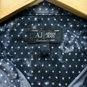 極美品/XLサイズ◎アルマーニ ジーンズ ARMANI JEANS タイダイ染め ドット 星 総柄 デザイン シャツ 長袖 シルエット◎ メンズ ネイビーの画像7