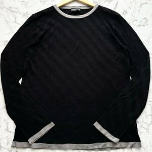  ultimate beautiful goods /54(XL rank )* Emporio Armani EMPORIO ARMANI high class silk summer knitted sweater crew neck thin black black men's spring summer 