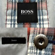 極美品/3L相当◎ヒューゴボス シアサッカー チェック テーラードジャケット HUGO BOSS コットン 背抜き マルチカラー 春夏 メンズ 54 XXL位_画像9