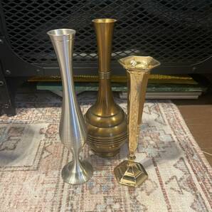 花瓶 花器 一輪挿し アンティーク 銅製 花入 ヴィンテージ 金属製 まとめ売り ゴールド シルバーの画像1