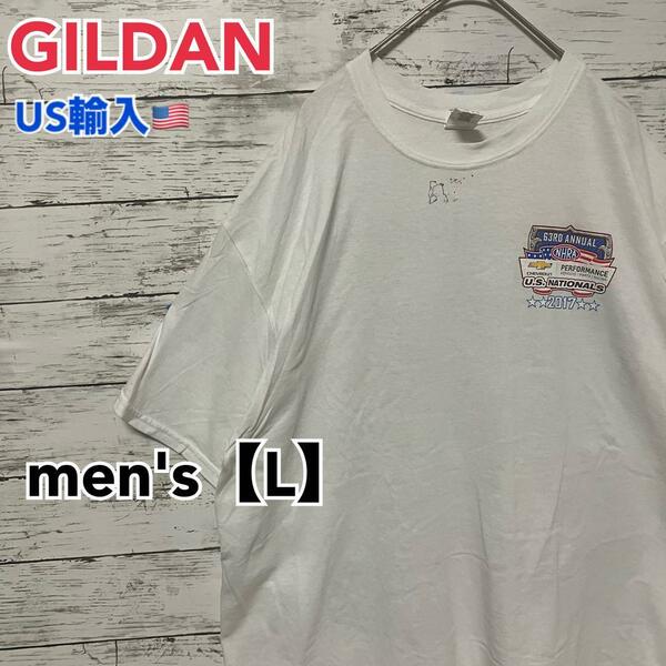 ●T147【US輸入】ギルダン 半袖 Tシャツ ホワイト系 men's【L】