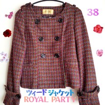 ジャケット ROYAL PARTY ロイヤル パーティー 春 秋 冬 ダブルボタン ノーカラー ショート レディース 38 M かわいい オシャレ コート_画像1