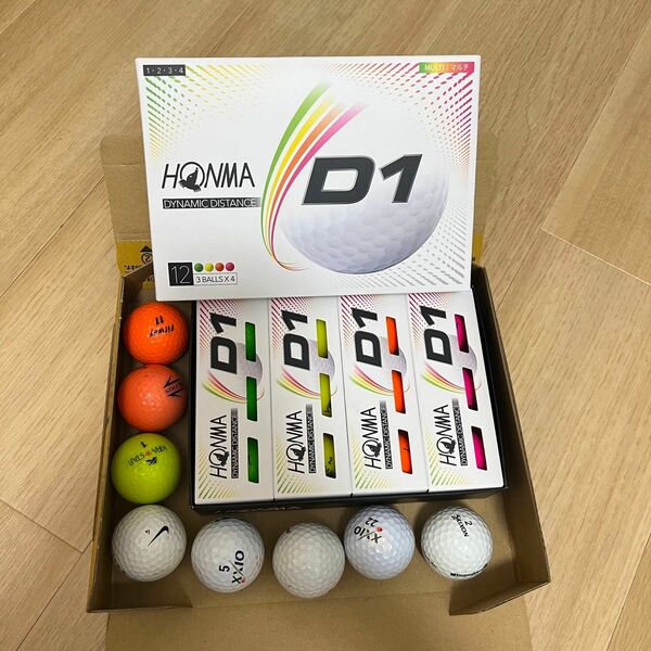 未使用　HONMA D1 マルチカラー　1ダース+ロストボール8個