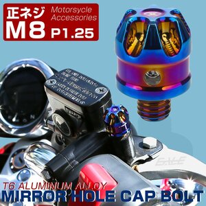 M8 正ネジ P1.25 汎用 ミラーホールカバー デザインキャップ アルミニウムCNC削り出し 焼きチタン色 S-925T