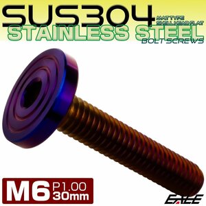 M6×30mm P1.0 ボタンボルト SUS304 ステンレス シェル フラットヘッド マットタイプ 焼きチタンカラー TR0868