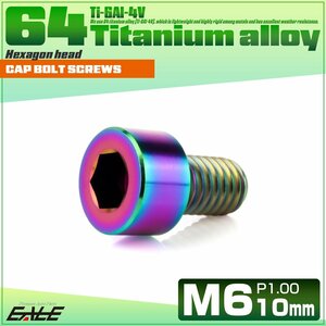 チタンボルト M6×10mm P1.0 キャップボルト 六角穴付きボルト レインボー JA1912