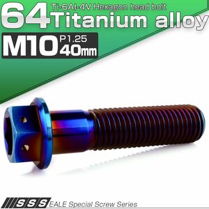 チタンボルト M10×40mm P1.25 六角ボルト 六角穴付き ホールヘッド フランジボルト 焼きチタンカラー JA1815