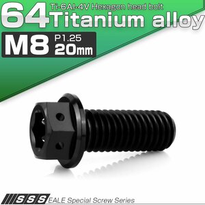 チタンボルト M8×20mm P1.25 六角ボルト 六角穴付き ホールヘッド フランジボルト ブラック JA1752