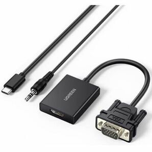 UGREEN VGA to HDMI 変換 アダプター 1080P VGAオス to HDMIメス 映像音声同期 給電用USB-Cケーブル&3.5mmオーディオケーブル付き