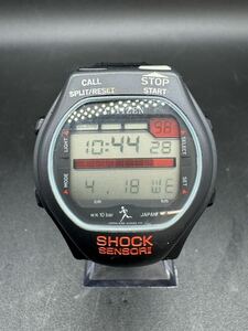 【0442】　CITIZEN SHOCK SENSORI D150-313712Y 動作品 デジタル　腕時計